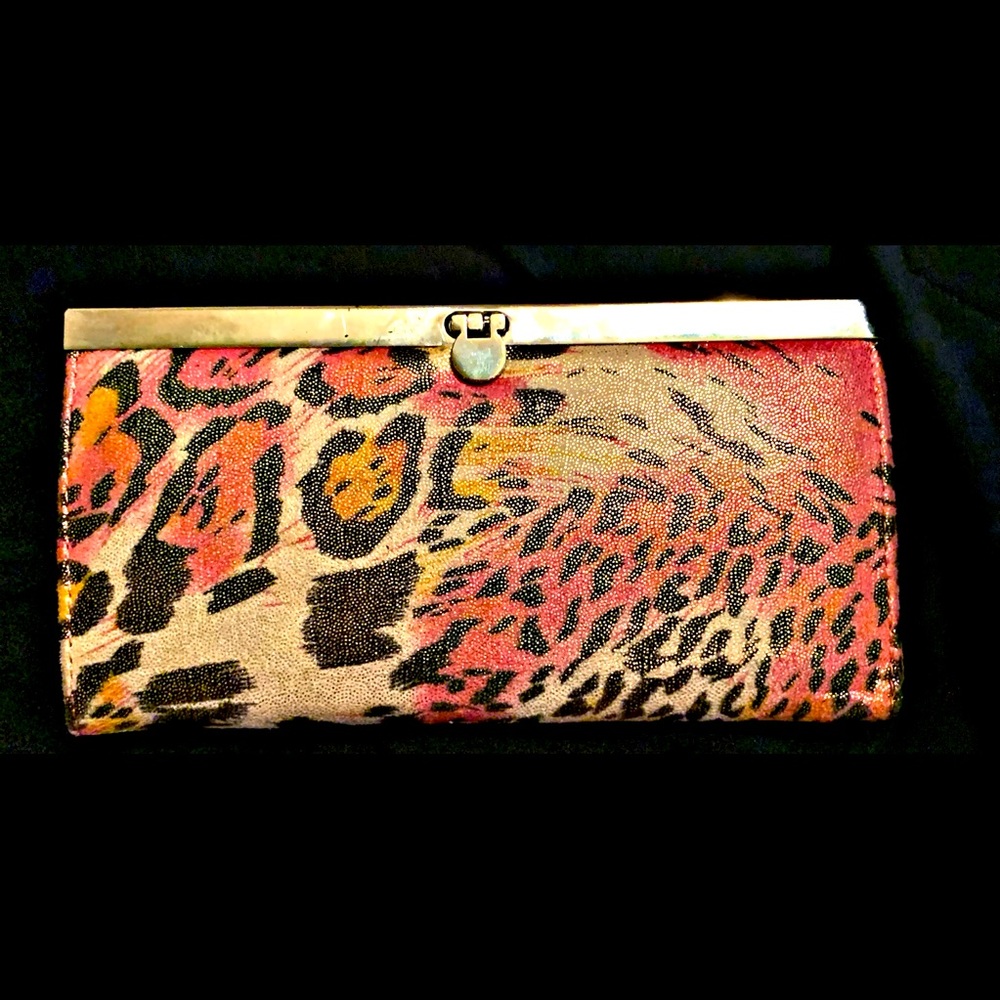 Pink Leopard print clutch.